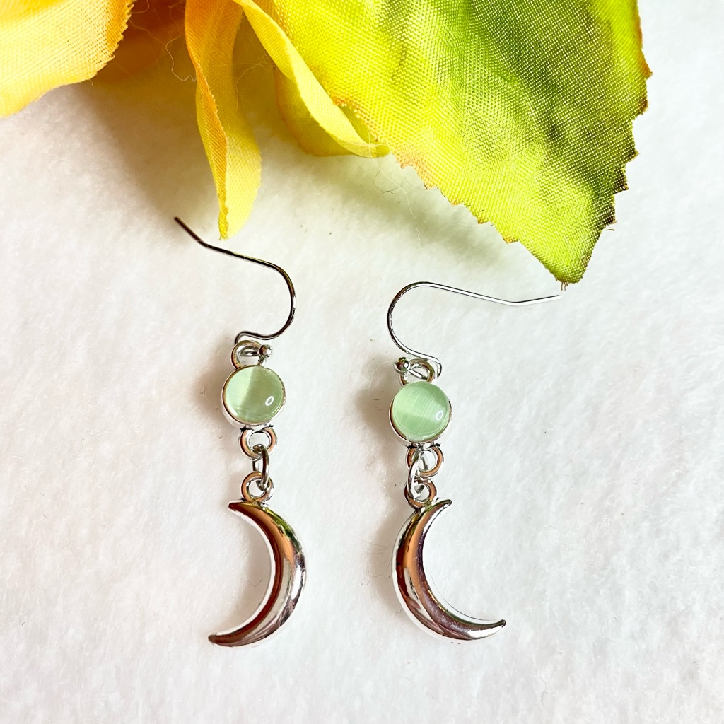 Moon Earrings Silver Dainty Minimalist Green Trendy Boho New